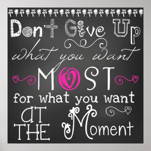 Don't Give Up Chalkboard Look Poster 