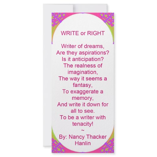 Don't Just Read~ BIG Bookmark 'WRITE' rackcard
