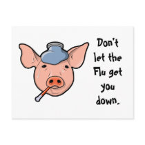 Don't let the Flu get you down - post card postcards