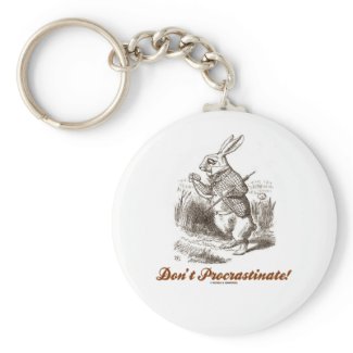 Don't Procrastinate! White Rabbit Watch Wonderland keychain