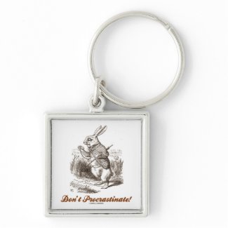 Don't Procrastinate! White Rabbit Watch Wonderland keychain