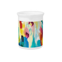 DONT QUOTE ME Whimsical Rainbow Ikat Chevron Abstr Beverage Pitcher