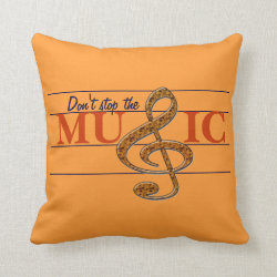 Don't Stop The Music Orange Decorative Pillow