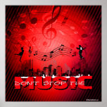 Don't Stop The Music Red Background Poster