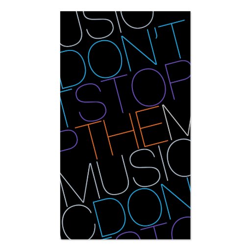 DON'T STOP THE MUSIC TYPOGRAPHIC Business Card (front side)