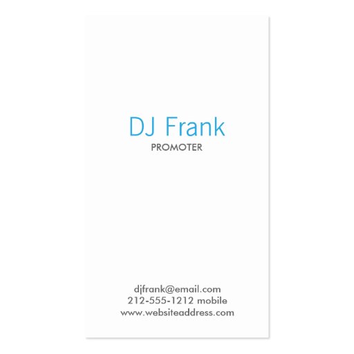 DON'T STOP THE MUSIC WHITE TYPOGRAPHIC BUSINESS CARD TEMPLATES (back side)