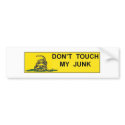 Don't Touch My Junk bumper stickers