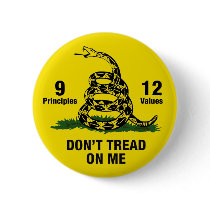 Don't Tread on Me Flag 9 Principles 12 Values Pinback Buttons