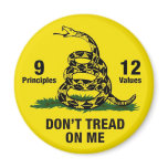 Don't Tread on Me Flag 9 Principles 12 Values Magnets