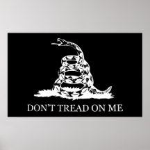 Don't Tread On Me Flag -- Black and White Posters