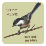 Don't Tweet &amp; Drive: Bird: Color Pencil Art Square Stickers