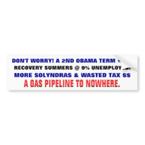 DON'T WORRY ABOUT A 2ND OBAMA TERM... BUMPER STICKER