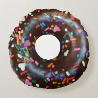 Donut Chocolate Sprinkles Round Pillow