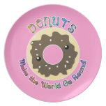 donuts make the world go round cute kawaii design party plate