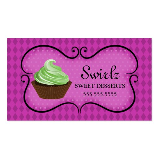 Doodle Banner Cupcake Bakery Business Cards (front side)