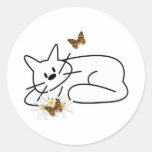 Doodle Cat Round Stickers