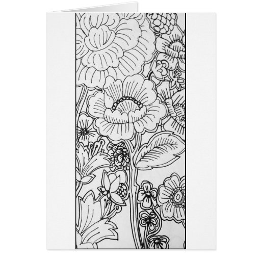 doodle flowers - vertical greeting card