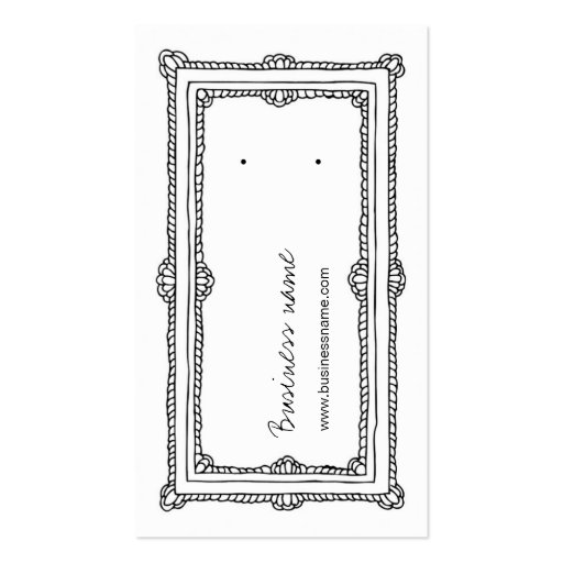 Doodle Frame White Vertical Earring Back Cards Business Card (front side)