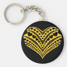 Doodle heart3 yellow key chains