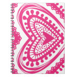 Doodle heart 5 pink note book