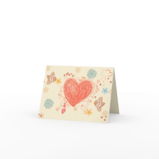 Doodle heart and birds happy mothers day card zazzle_card