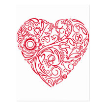 doodle heart postcards