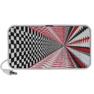 Doodle iPod Speaker, Abstract Red Black White Art doodle