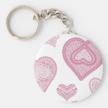Doodle & Lace pink hearts Key Chain