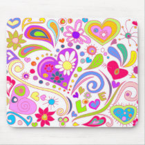 doodle love on white mousepads