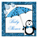Doodle Penguin Boy Baby Shower invitations