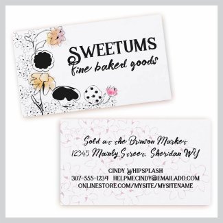 doodle sketch bakery sweets flowers business cards profilecard