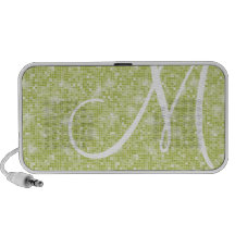 Doodle Speaker - Monogram Green Glitter Disco Ball