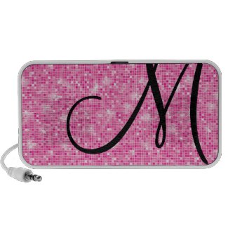 Doodle Speaker - Monogram Pink Glitter Disco Ball doodle