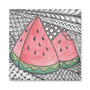 Doodle Watermelon drawing print on magnet