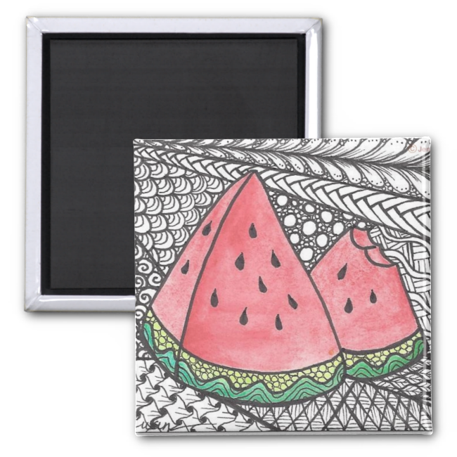Doodle Watermelon drawing print on magnet