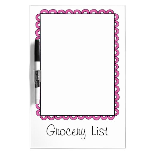 Doodled Pink Watercolor Border Grocery List Dry Erase Whiteboard Zazzle