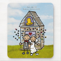 Doodles de novia y del novio del cojín de ratón -  tapetes de ratón