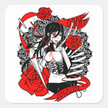 DOOM! Magazine "Roses" Square Stickers