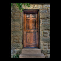 Door4 Brown with Stone Wall posters