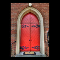 Door III Red & Black with Red Brick posters