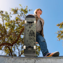 door to custom skateboard