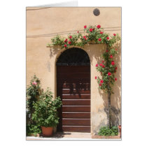 Door with Red Rose Vine cards by kneimeier Door with Red Rose Vine cards