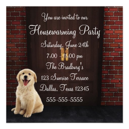 Doors Dog Brick Wall Housewarming Party Custom Announcement (front side)