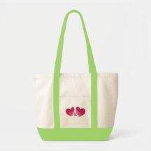 Dos corazones románticos bolsas de mano