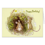 Dos ratones en la hierba - feliz cumpleaños felicitación