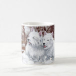 Dos Westies en invierno Tazas