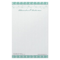 Dots and Straw Aqua Blue Customized Stationery