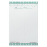 Dots and Straw Aqua Blue Customized Stationery