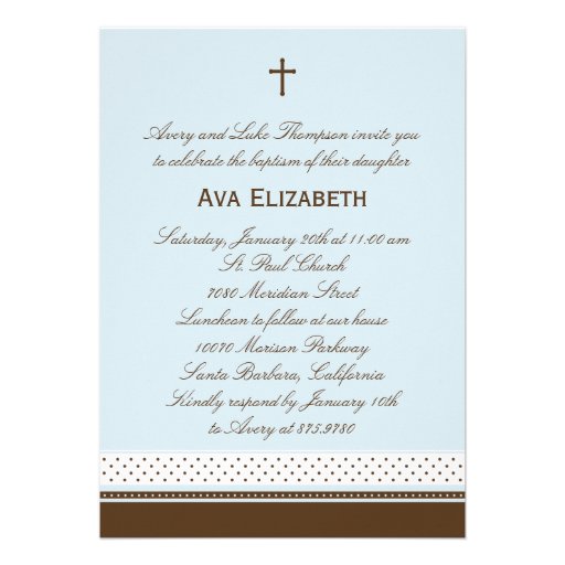 Dots and Stripes Baptism/Christening Invitation