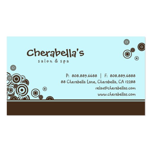 Dots Business Card Salon Spa Trendy Blue Cute (back side)